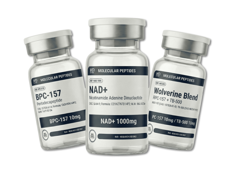 Molecular Peptides - BPC-157, NAD+, Wolverine Blend Vials
